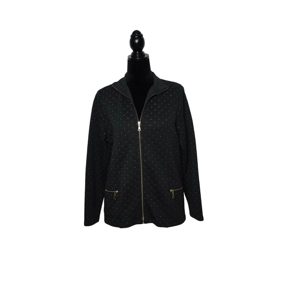Passports Black Quilted Gold Lurex Jacket Size L
